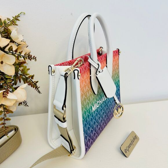 Michael Kors Mirella Small Ombré Signature Logo Crossbody Bag Rainbow - Picture 3 of 10